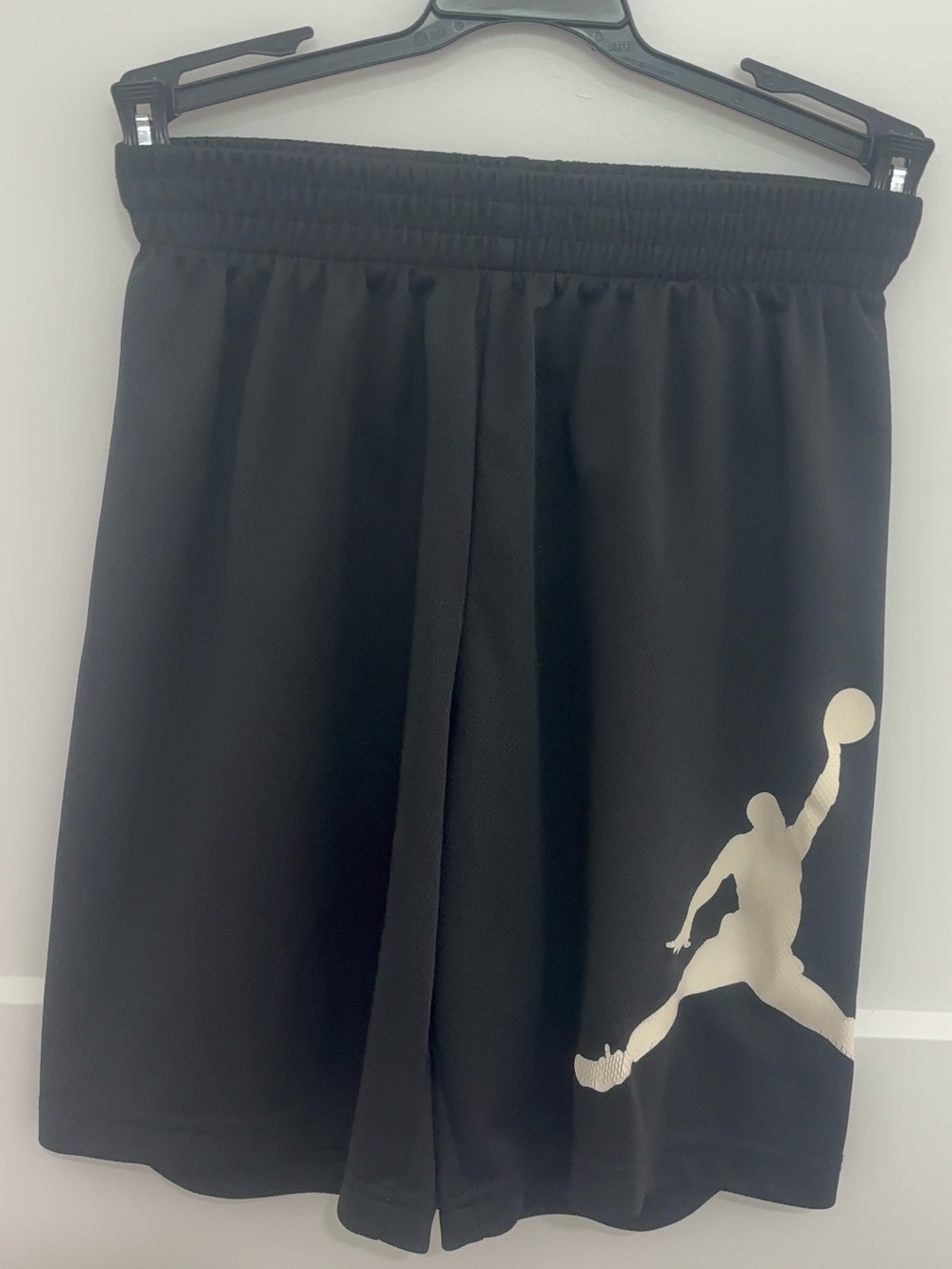 Black Kids Athletic Shorts with White Jumping Player Graphic Jordan